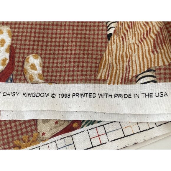DAISY KINGDOM 1998 Vintage Fabric Toy Chest Allover Animals Checks Quilting Sew - Picture 5 of 7